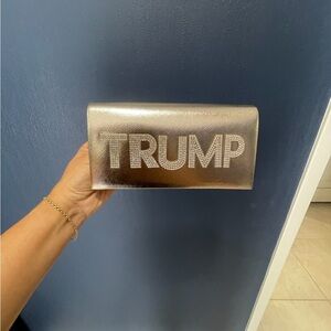 Gold Clutch with TRUMP Rhinestone Detail